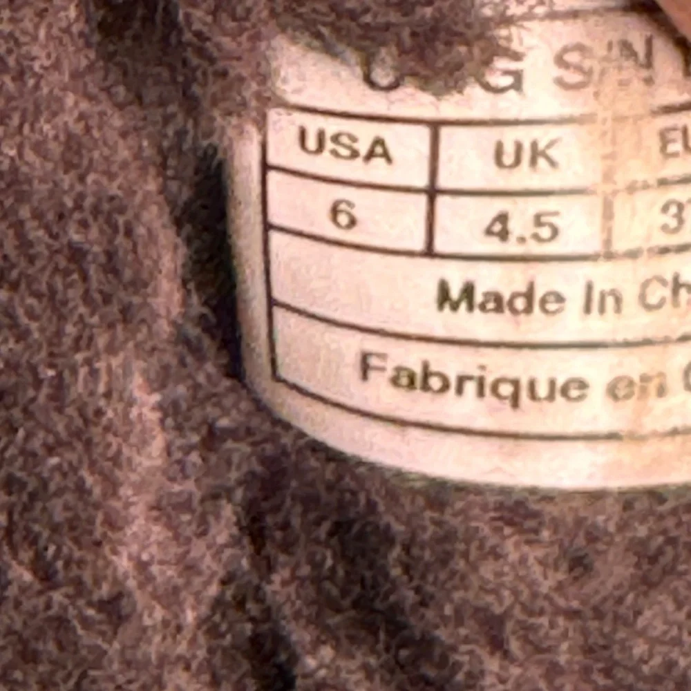 Ugg Boots Style 1890 Mid Calf Suede Sheepskin Brown Size 6 FLAW